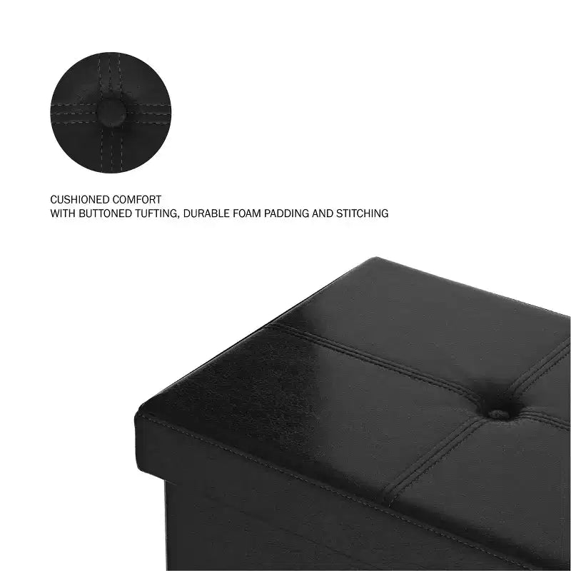 Hasting Home Pouf Contenitore Pieghevole in Similpelle da 30 Pollici