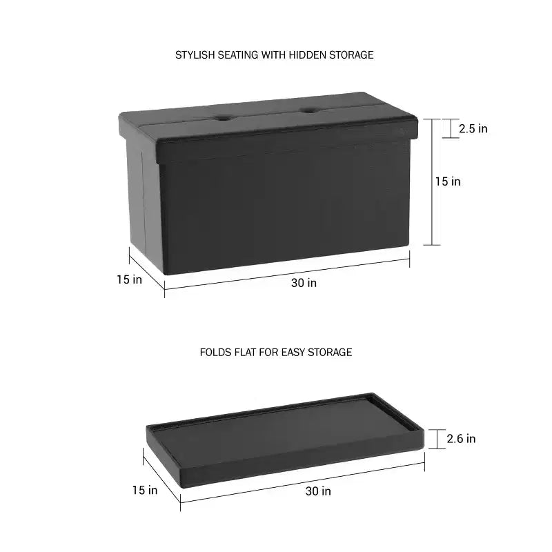 Hasting Home Pouf Contenitore Pieghevole in Similpelle da 30 Pollici