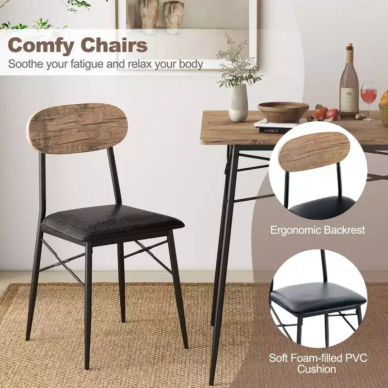 Set da pranzo Costway 4 pezzi con panca e 2 sedie imbottite in similpelle per cucina