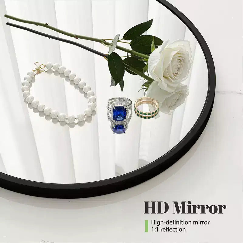 Dovelina Armadietto Porta Medicinali Moderno ad Arco con Specchio, Specchio da Bagno con Cornice in Metallo e Contenitore - 36x24