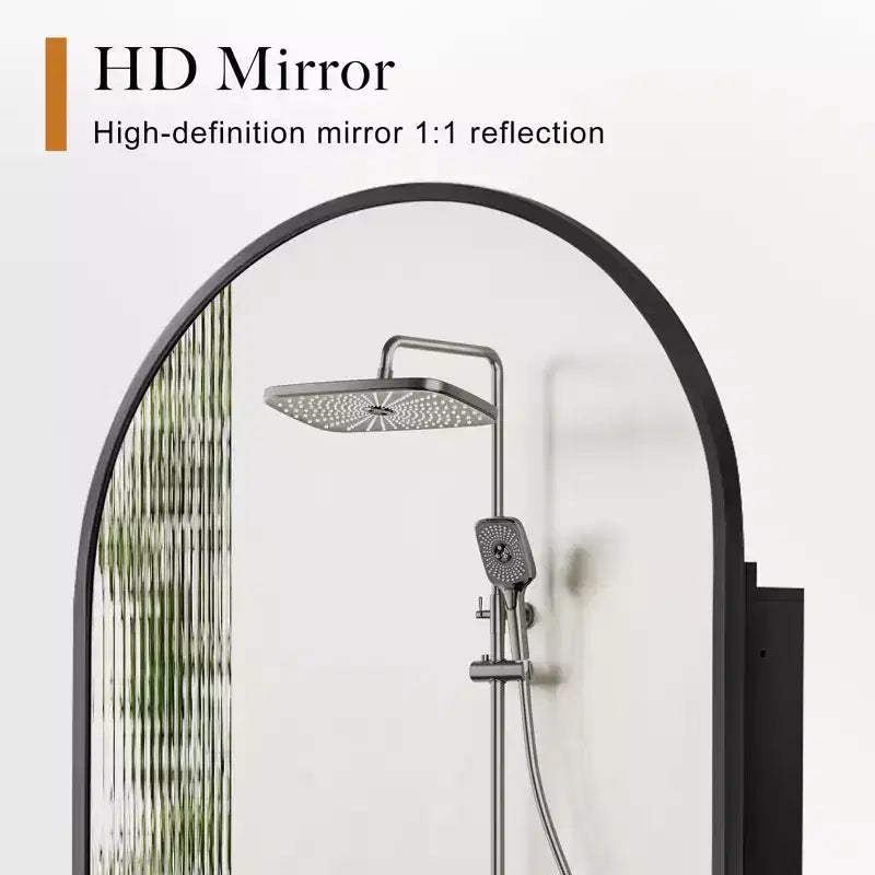 Dovelina Armadietto Porta Medicinali Moderno ad Arco con Specchio, Specchio da Bagno con Cornice in Metallo e Contenitore - 36x24