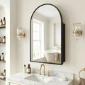 Dovelina Armadietto Porta Medicinali Moderno ad Arco con Specchio, Specchio da Bagno con Cornice in Metallo e Contenitore - 36x24