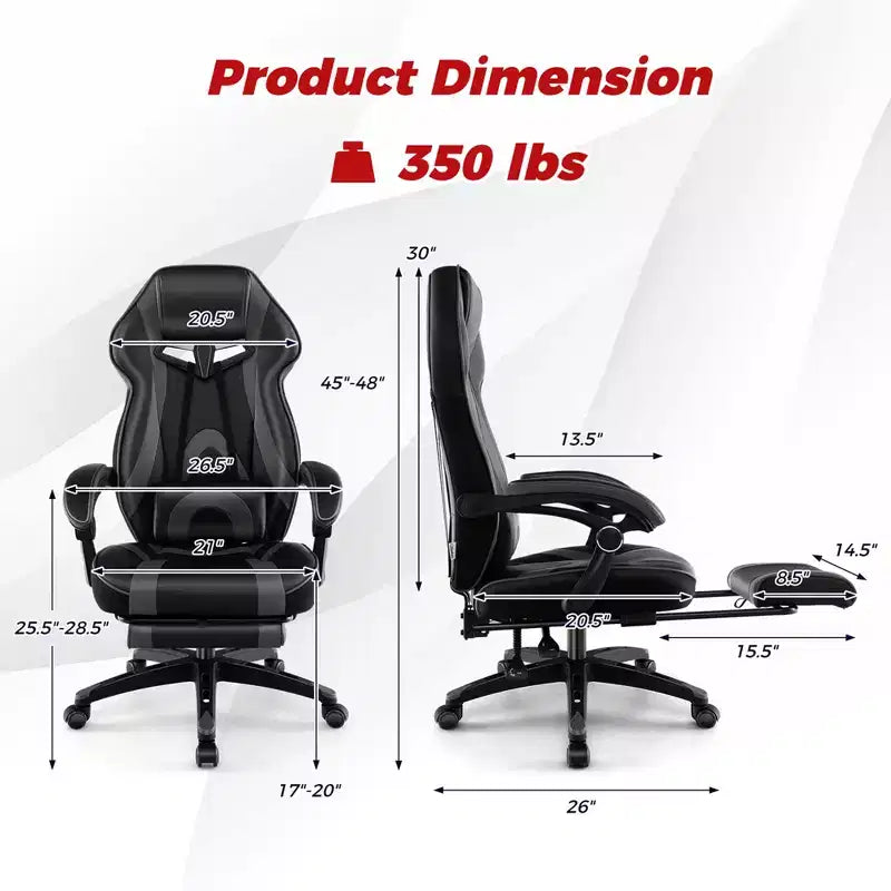 Sedia E-Sports Regolabile da Corsa con Poggiatesta Imbottito e Supporto Lombare Blu/Nero/Grigio/Rosso