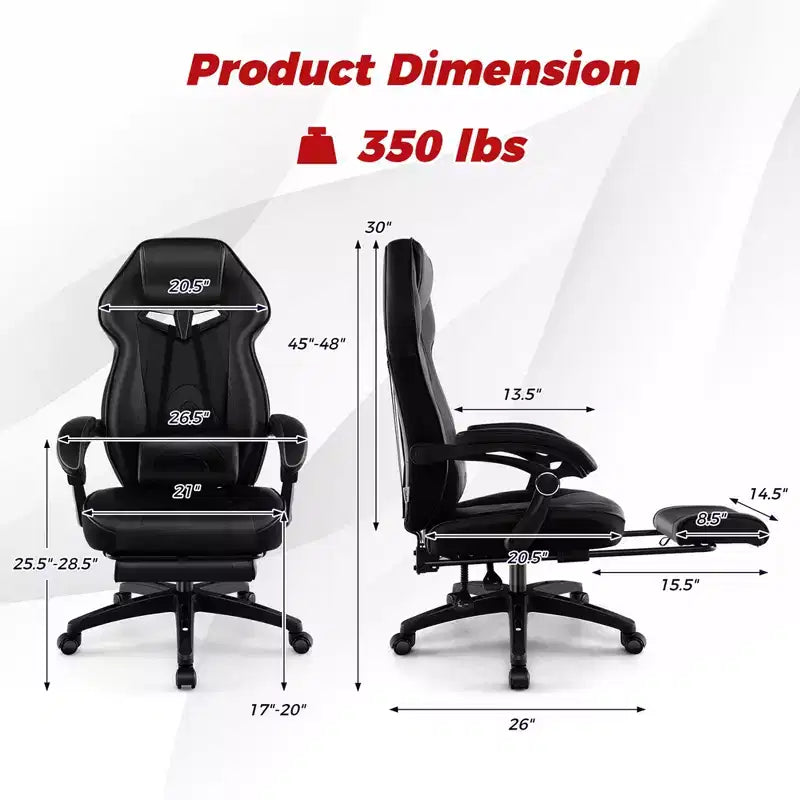 Adjustable E-Sports Racing Style Chair with Padded Headrest, Lumbar Support Blue/Black/Grey/Red