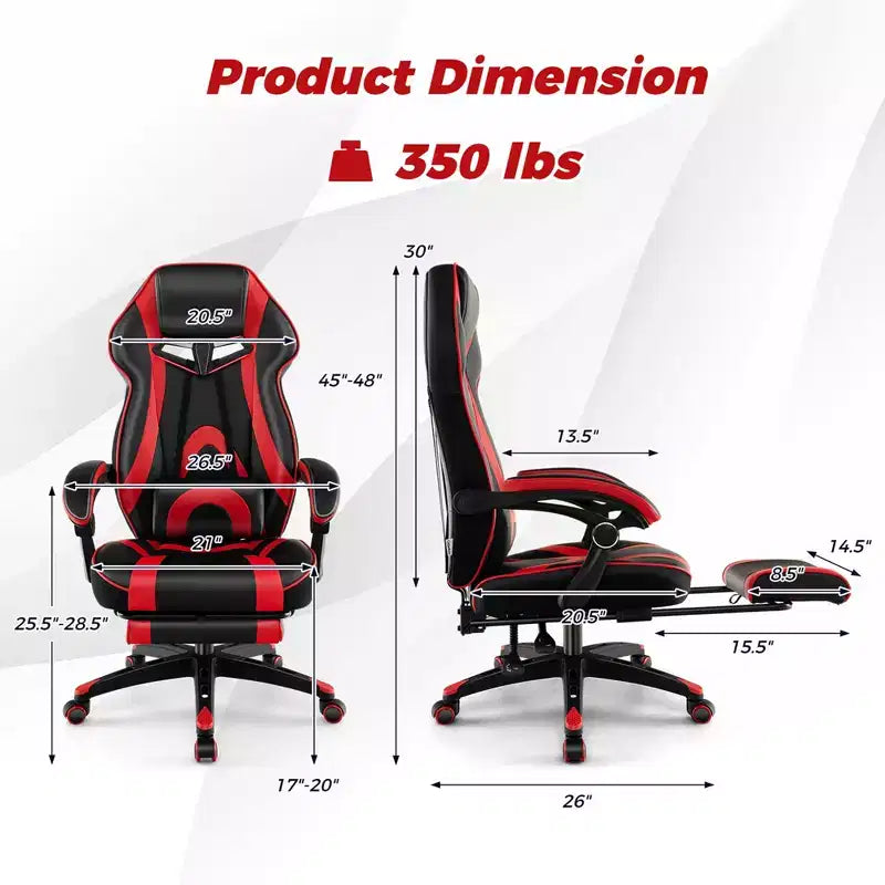 Sedia E-Sports Regolabile da Corsa con Poggiatesta Imbottito e Supporto Lombare Blu/Nero/Grigio/Rosso