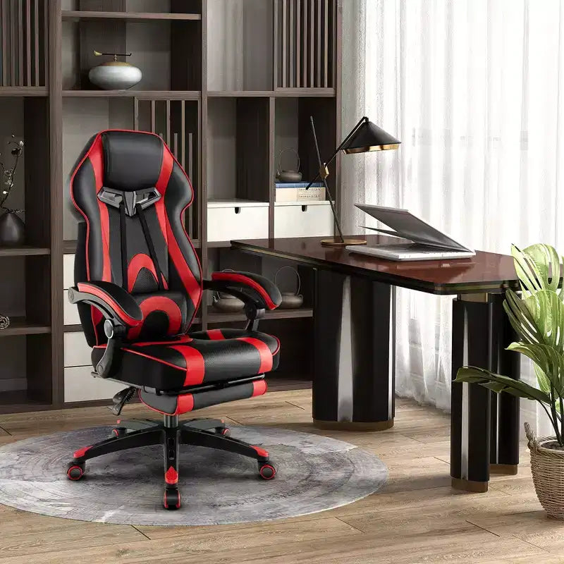 Sedia E-Sports Regolabile da Corsa con Poggiatesta Imbottito e Supporto Lombare Blu/Nero/Grigio/Rosso