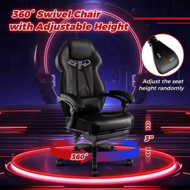 Sedia E-Sports Regolabile da Corsa con Poggiatesta Imbottito e Supporto Lombare Blu/Nero/Grigio/Rosso