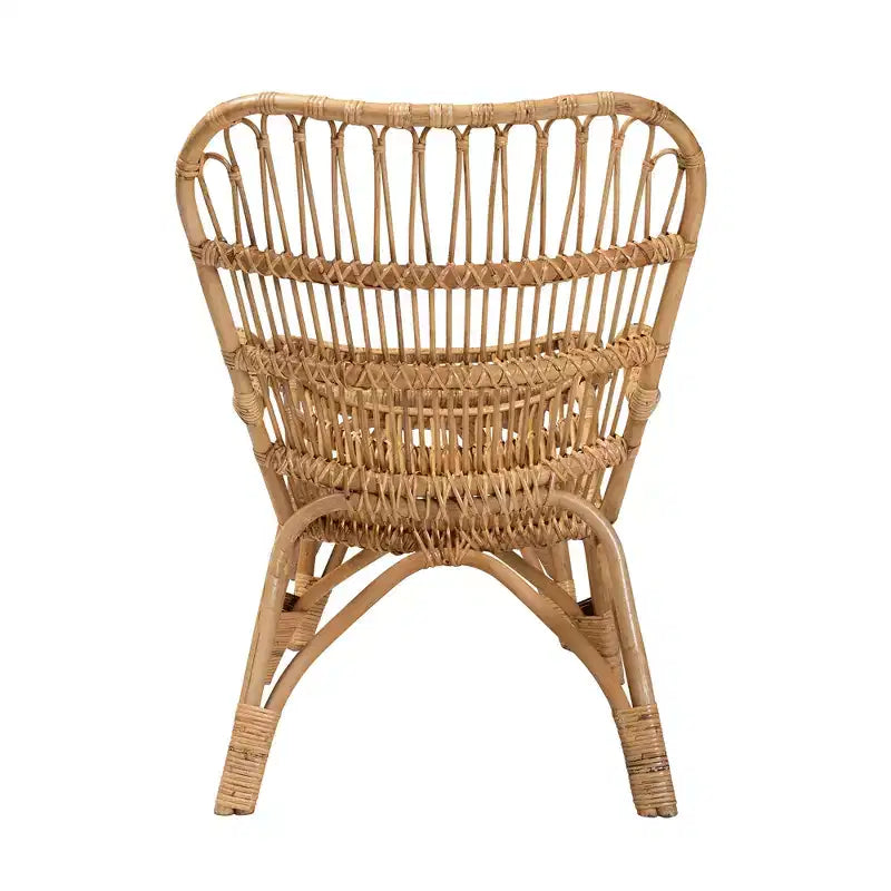 Baxton Studio Earvin Modern Bohemian Natural Brown Rattan 2-Piece Armchair and Footstool Set