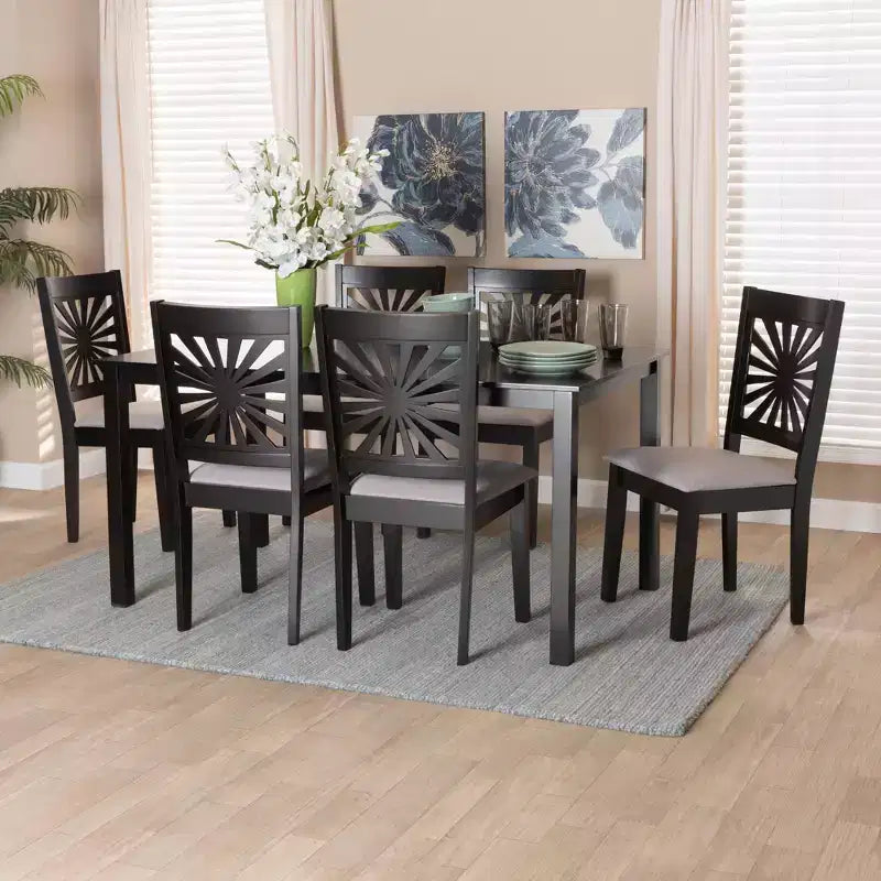 Baxton Studio Olympia Modern Fabric and Wood Dining Set