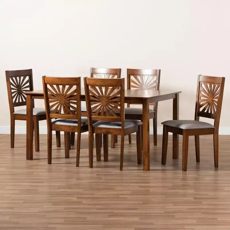 Set da pranzo moderno Baxton Studio Olympia in tessuto e legno