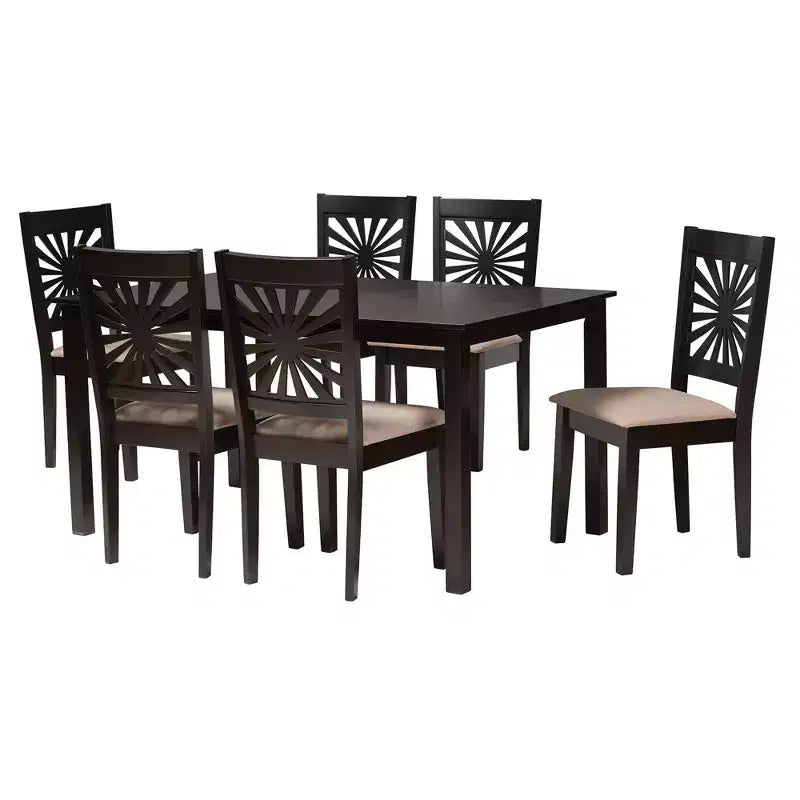 Set da pranzo moderno Baxton Studio Olympia in tessuto e legno