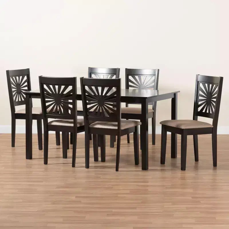 Set da pranzo moderno Baxton Studio Olympia in tessuto e legno