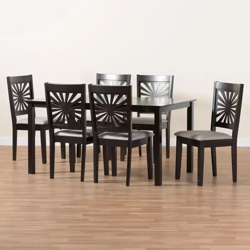 Set da pranzo moderno Baxton Studio Olympia in tessuto e legno