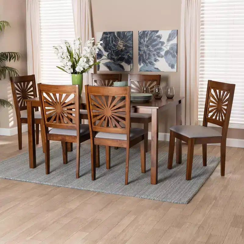 Set da pranzo moderno Baxton Studio Olympia in tessuto e legno