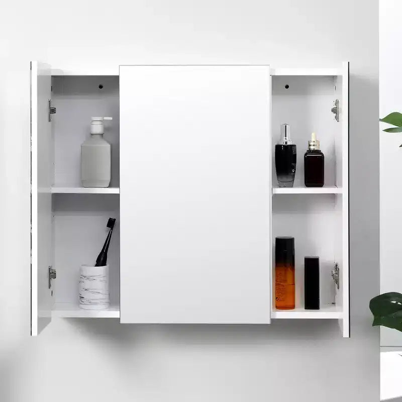 Armadietto dei medicinali, Specchio da bagno con armadietto contenitore e ripiani regolabili, Specchio da bagno a parete, Bianco
