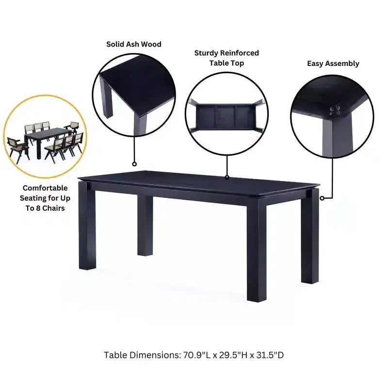 Set da pranzo rettangolare Manhattan Comfort 9 pezzi 70.86" Rockaway e Colbert