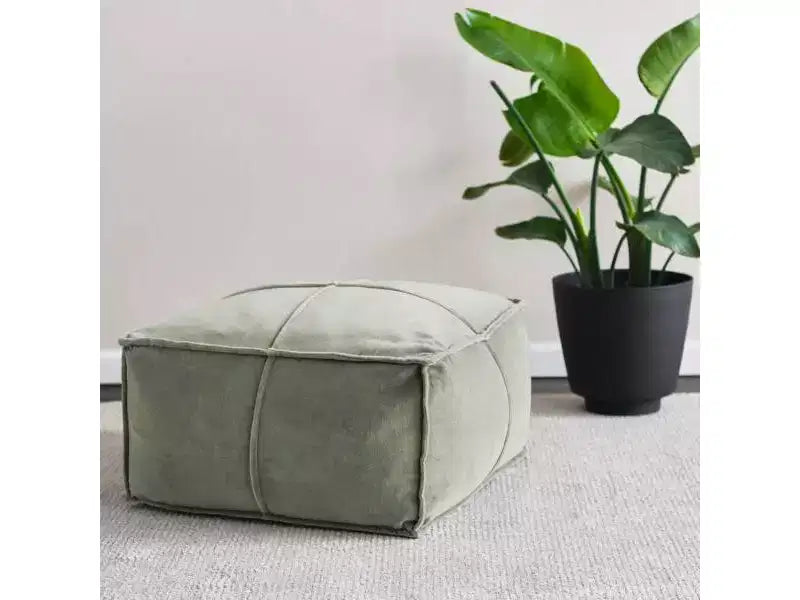 Square Cotton Velvet Pouf