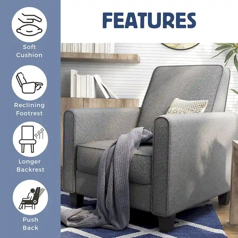 Poltrona reclinabile imbottita Haynes Traditional Fabric Welted di Furniture of America