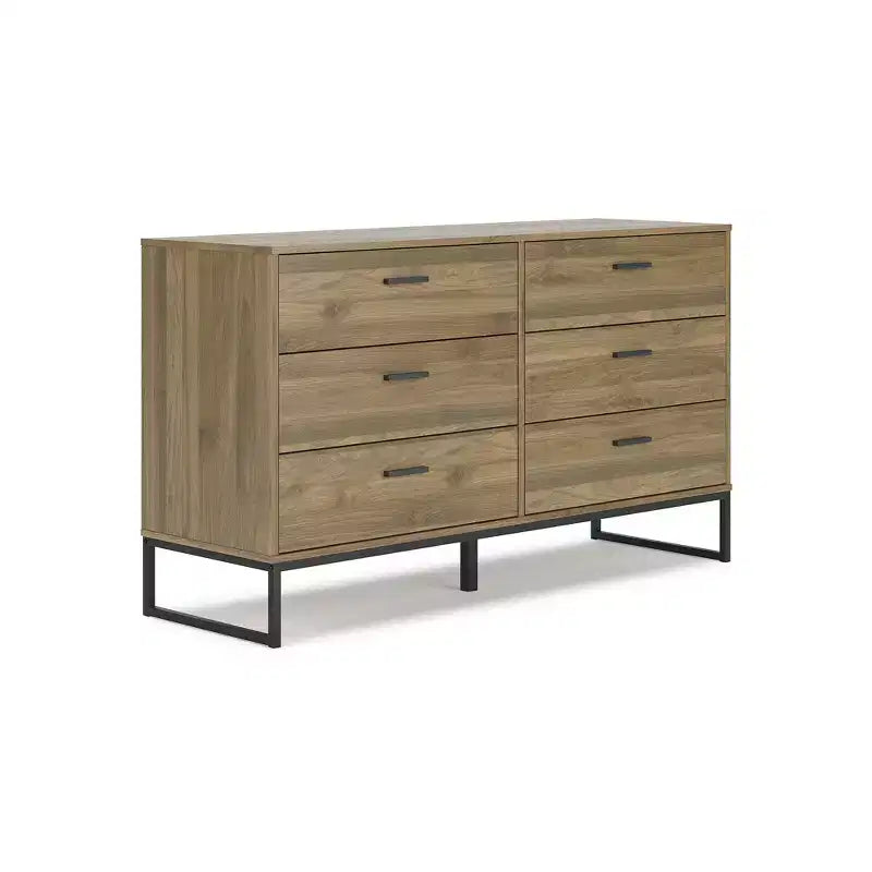 Signature Design by Ashley Deanlow 6 Drawer Dresser, Honey Brown