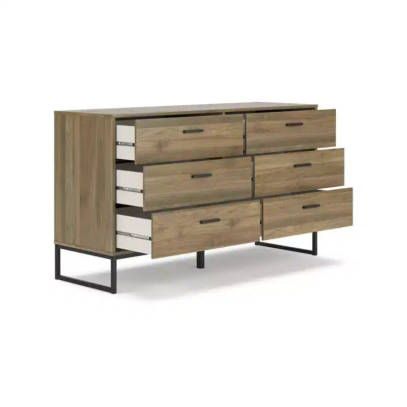 Deanlow 6 Drawer Dresser, Honey Brown