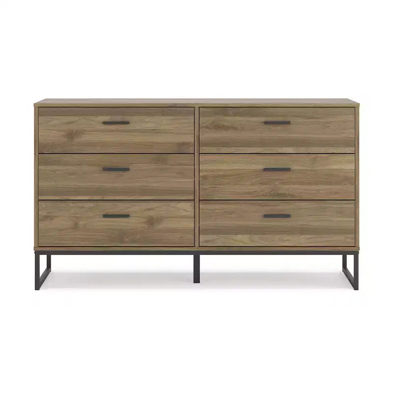 Deanlow 6 Drawer Dresser, Honey Brown