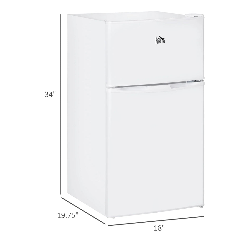HOMCOM Mini Frigorifero a Doppia Porta con Congelatore, Frigo Compatto da 90 litri con Ripiano Regolabile, Termostato Regolabile