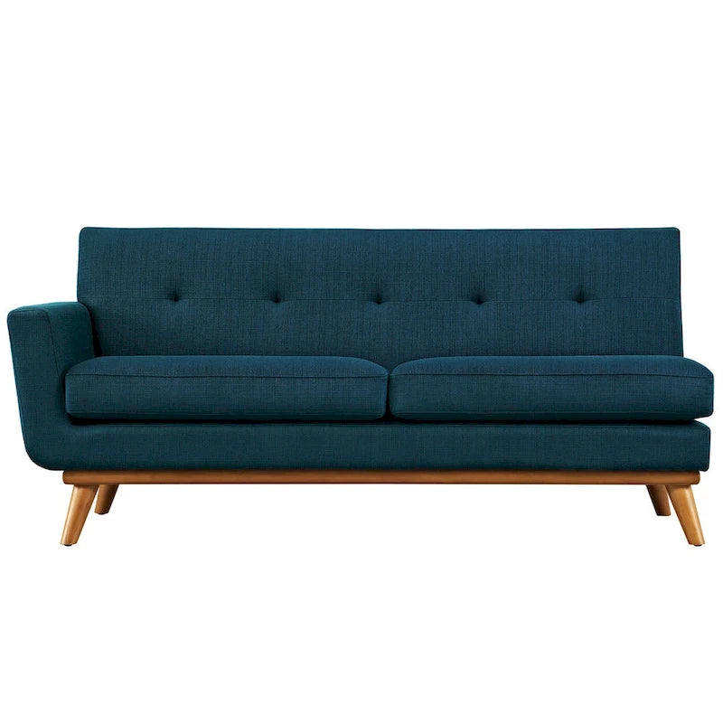 Engage Mid-century Modern Upholstered Fabric Left-arm Loveseat, Azure