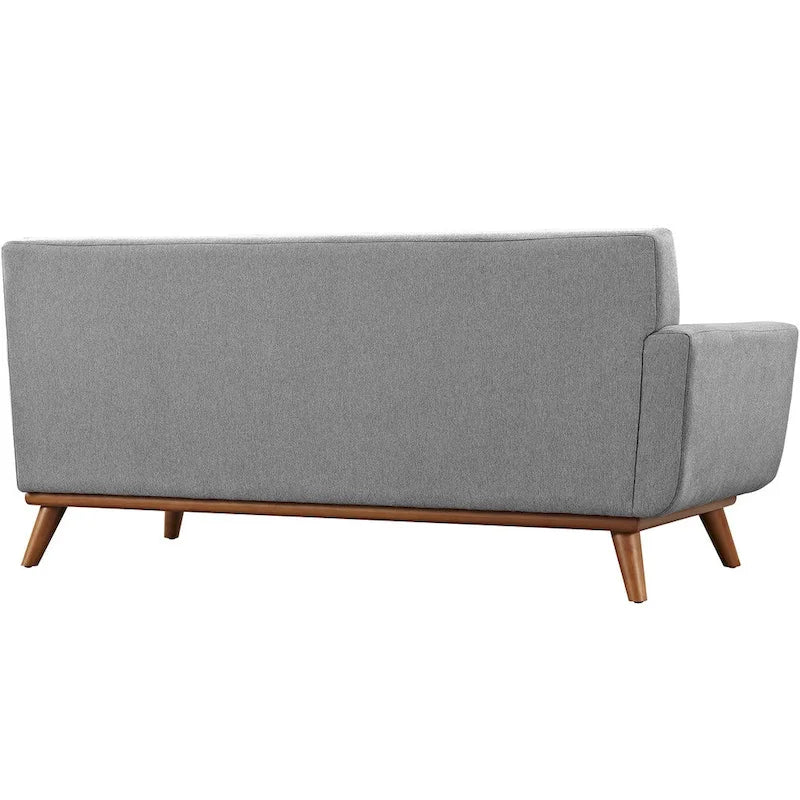 Engage Mid-century Modern Upholstered Fabric Left-arm Loveseat, Azure
