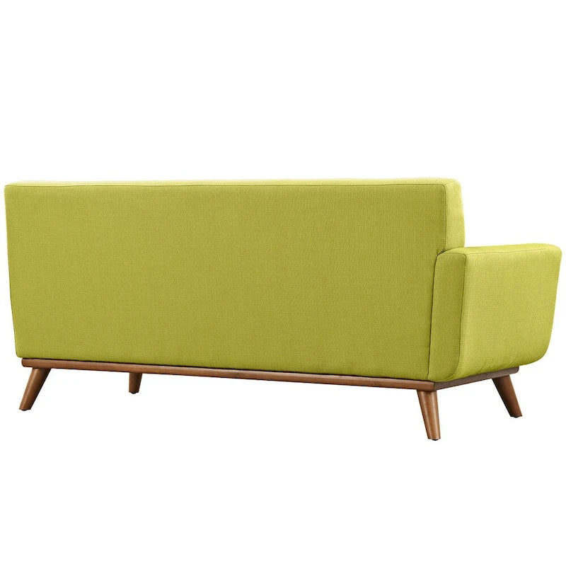 Engage Mid-century Modern Upholstered Fabric Left-arm Loveseat, Azure