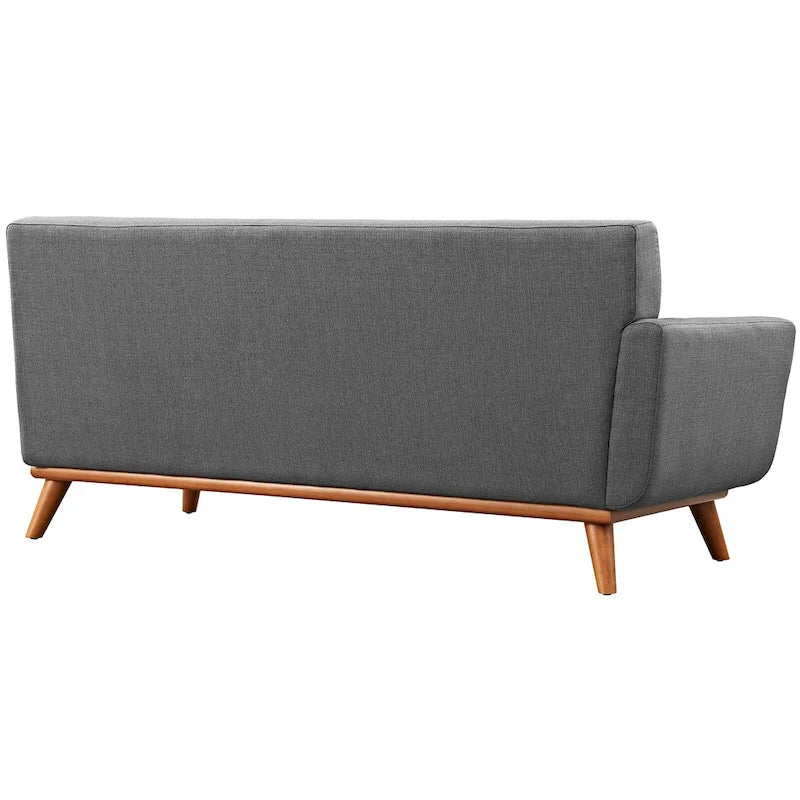 Engage Mid-century Modern Upholstered Fabric Left-arm Loveseat, Azure