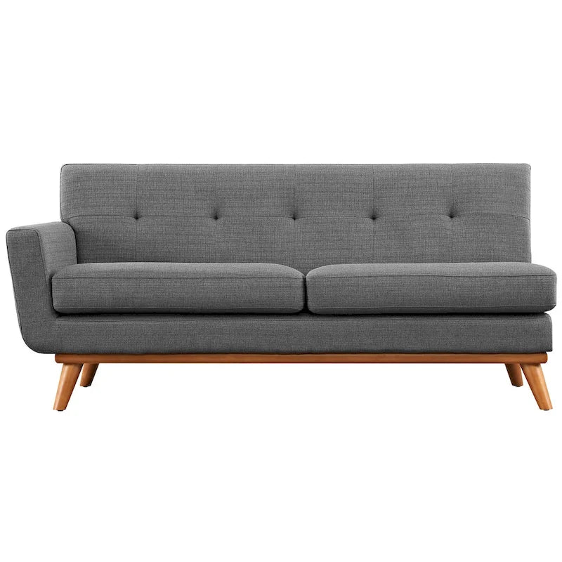 Engage Mid-century Modern Upholstered Fabric Left-arm Loveseat, Azure