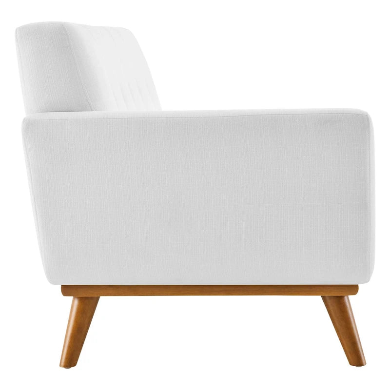 Engage Mid-century Modern Upholstered Fabric Left-arm Loveseat, Azure
