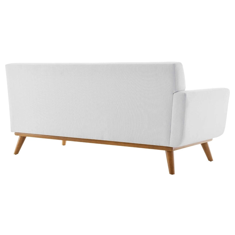Engage Mid-century Modern Upholstered Fabric Left-arm Loveseat, Azure
