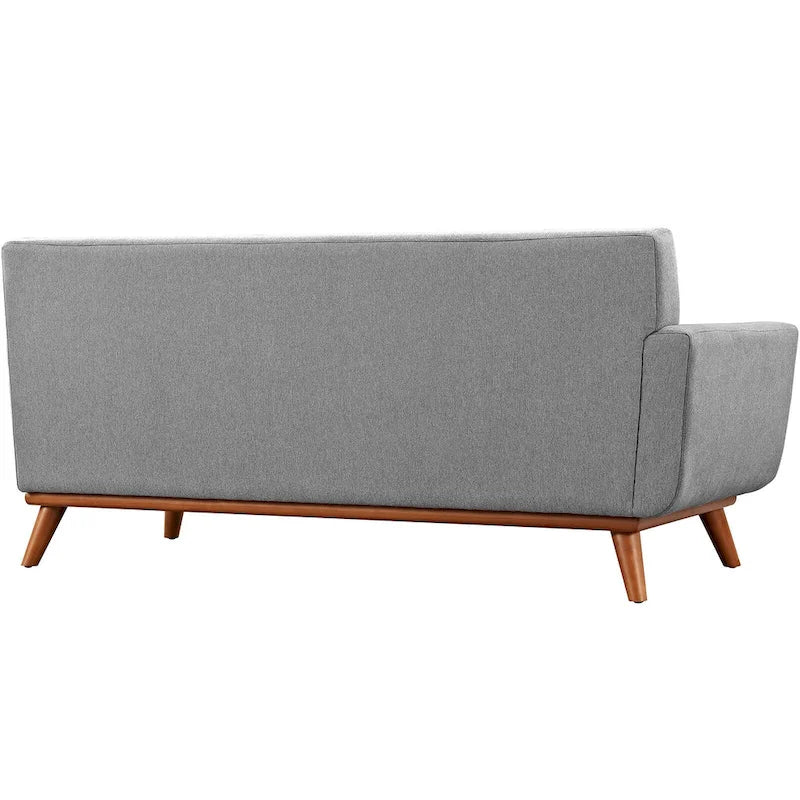 Engage Mid-century Modern Upholstered Fabric Left-arm Loveseat, Azure