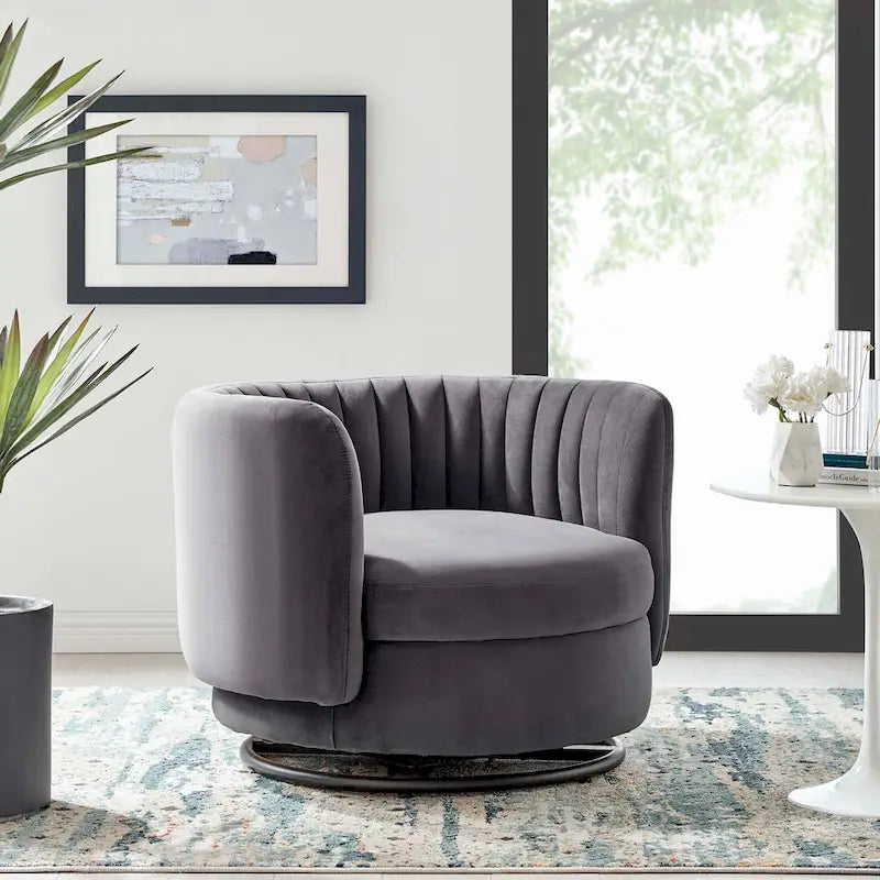 Poltrona girevole Embrace Tufted Performance in velluto ad alte prestazioni