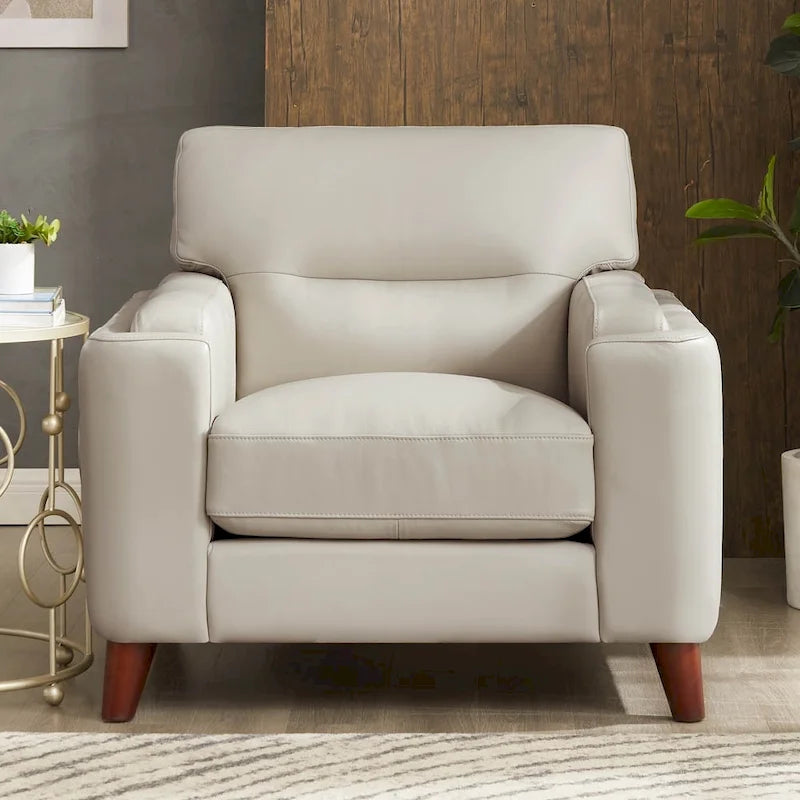 Hydeline Elm Top Grain Leather Chair With Feather, Memory Foam and Springs