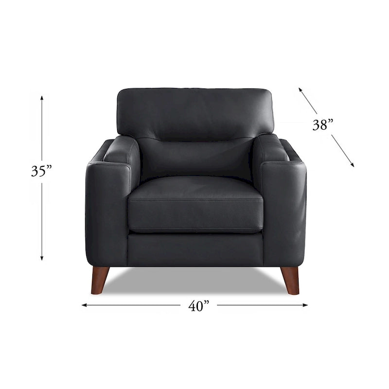 Hydeline Elm-Stuhl aus vollnarbigem Leder mit Federn, Memory-Schaumstoff und Federn