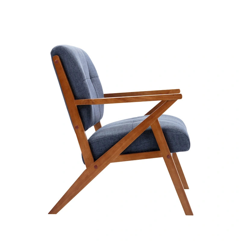 Porthos Home Earla, poltrona imbottita in tessuto con gambe e braccioli in legno