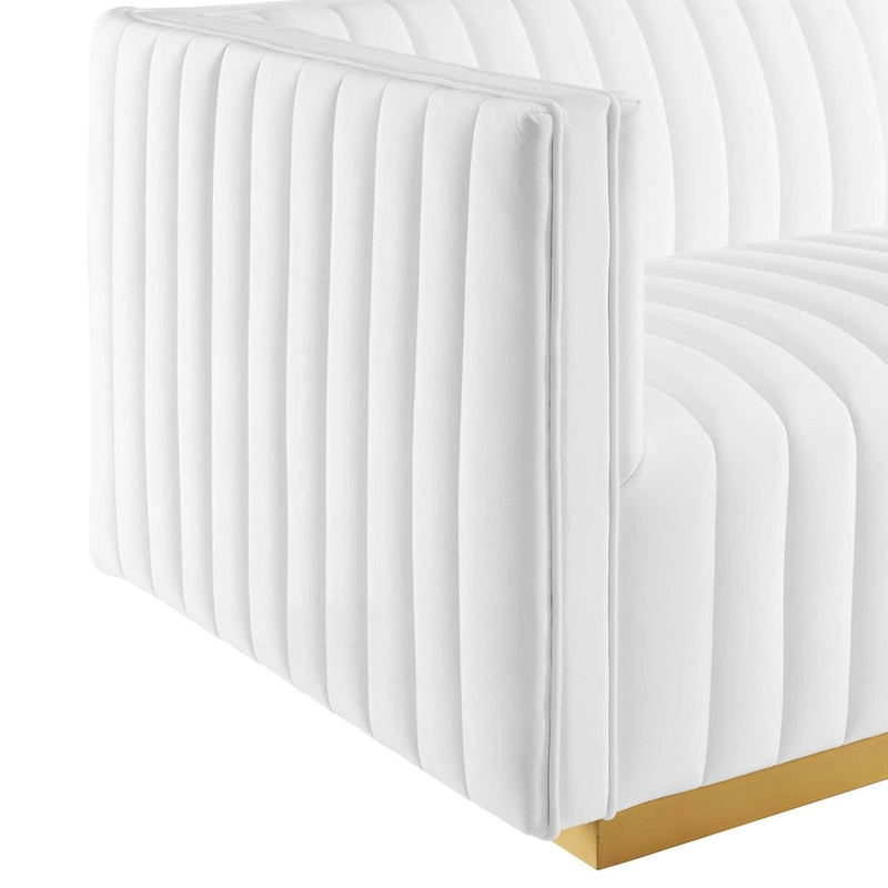 Conjure-Sessel mit Kanalsteppung und Performance-Samt, linker Arm