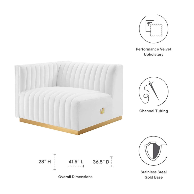 Conjure-Sessel mit Kanalsteppung und Performance-Samt, linker Arm
