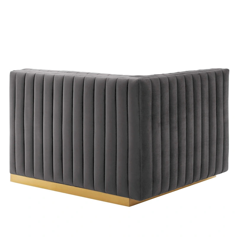 Conjure-Sessel mit Kanalsteppung und Performance-Samt, linker Arm