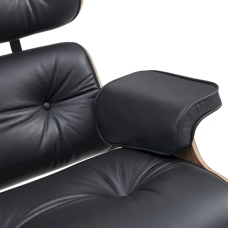 Set poltrona con pouf in vera pelle moderno metà secolo