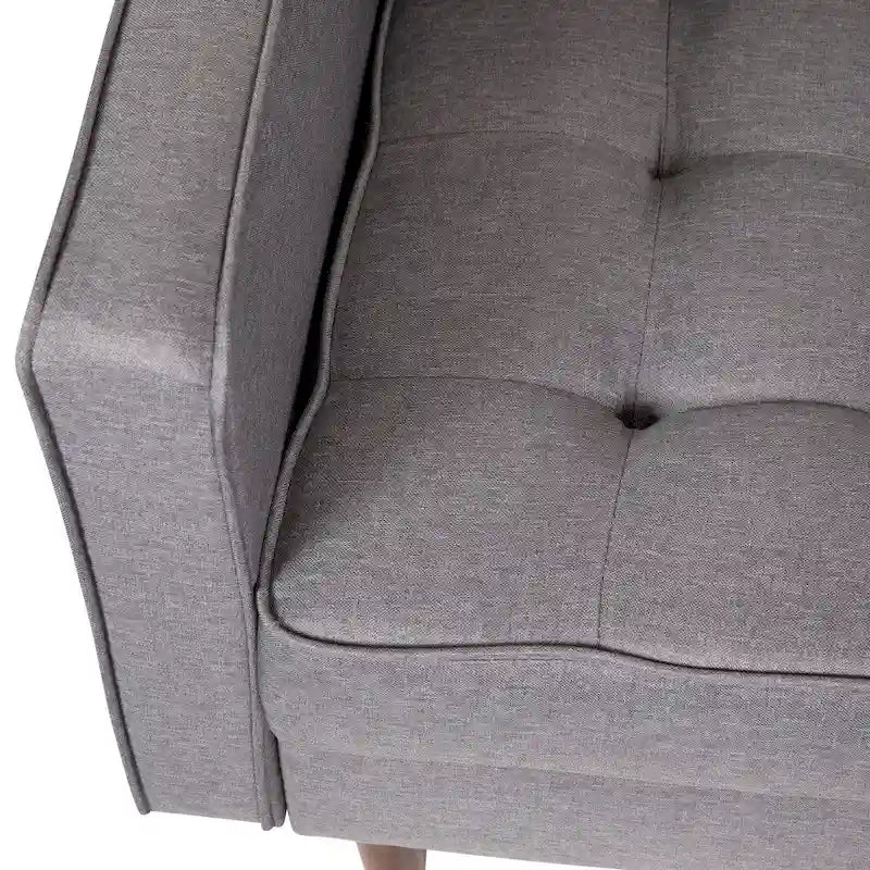 Sedia compatta imbottita e capitonné con gambe in legno