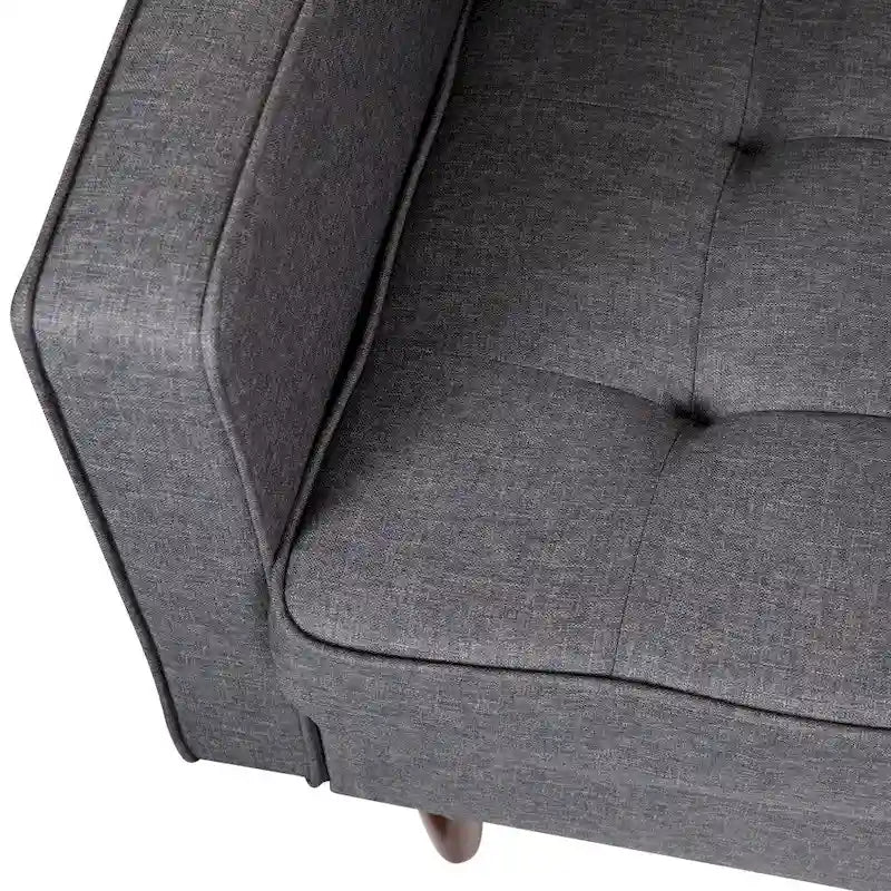 Sedia compatta imbottita e capitonné con gambe in legno