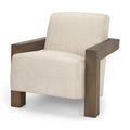 Poltrona decorativa Sovereign in tessuto beige con struttura in legno massello marrone scuro