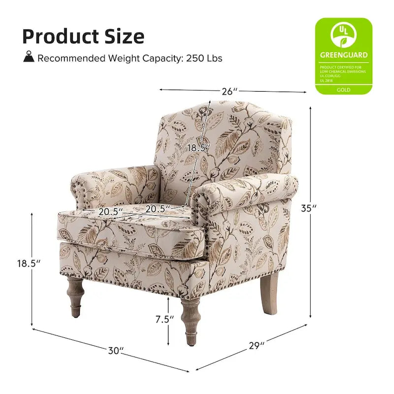 Poltrona Yahweh Farmhouse con testine decorative e braccioli arrotolati di HULALA HOME (Set di 2)