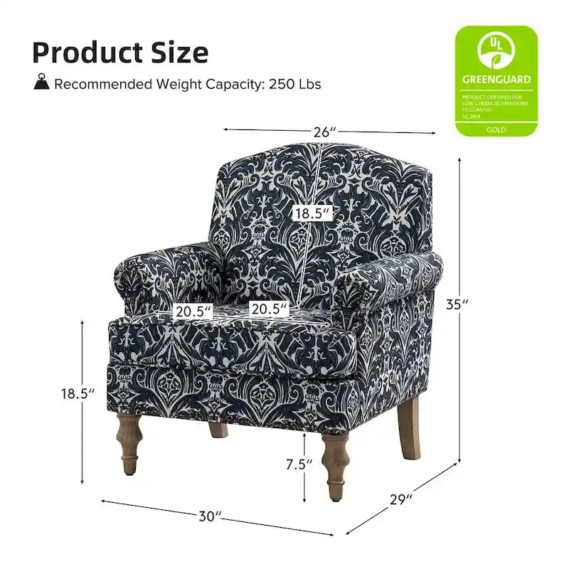 Poltrona Yahweh Farmhouse con testine decorative e braccioli arrotolati di HULALA HOME (Set di 2)