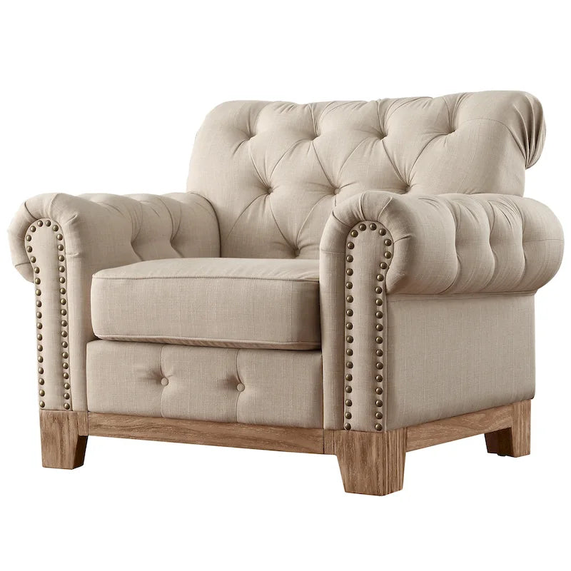 Poltrona Chesterfield Greenwich "Tufted Scroll Arm Nailhead" di iNSPIRE Q Artisan