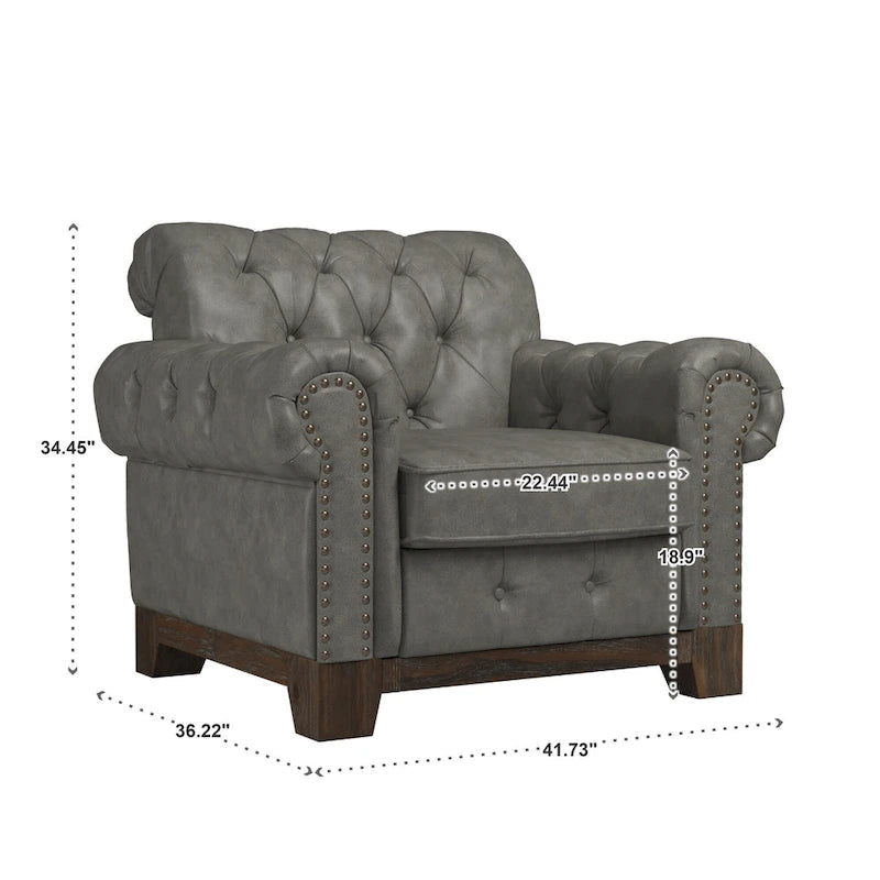 Poltrona Chesterfield Greenwich "Tufted Scroll Arm Nailhead" di iNSPIRE Q Artisan