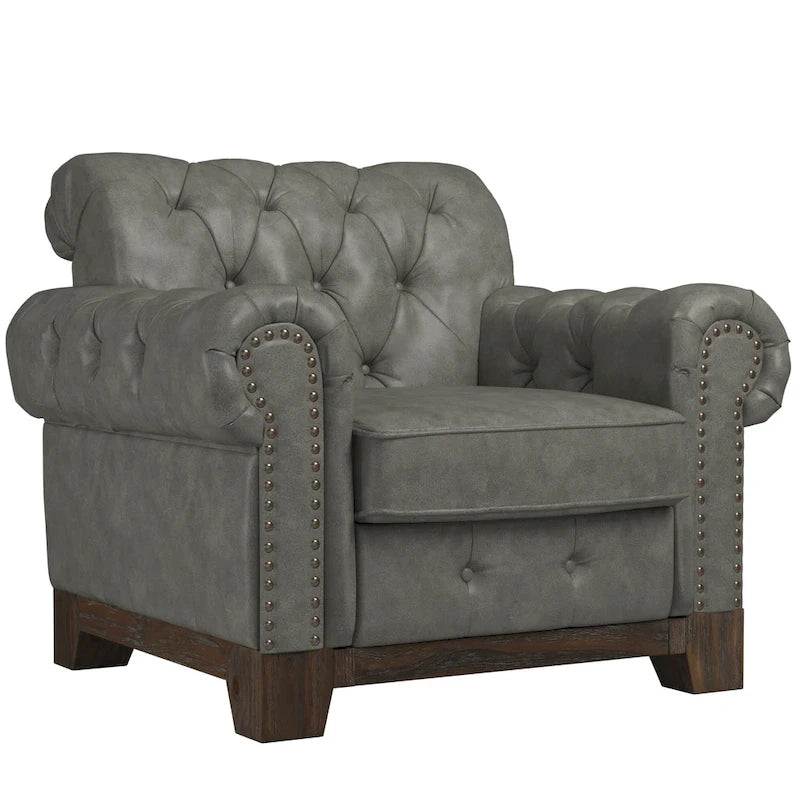 Poltrona Chesterfield Greenwich "Tufted Scroll Arm Nailhead" di iNSPIRE Q Artisan